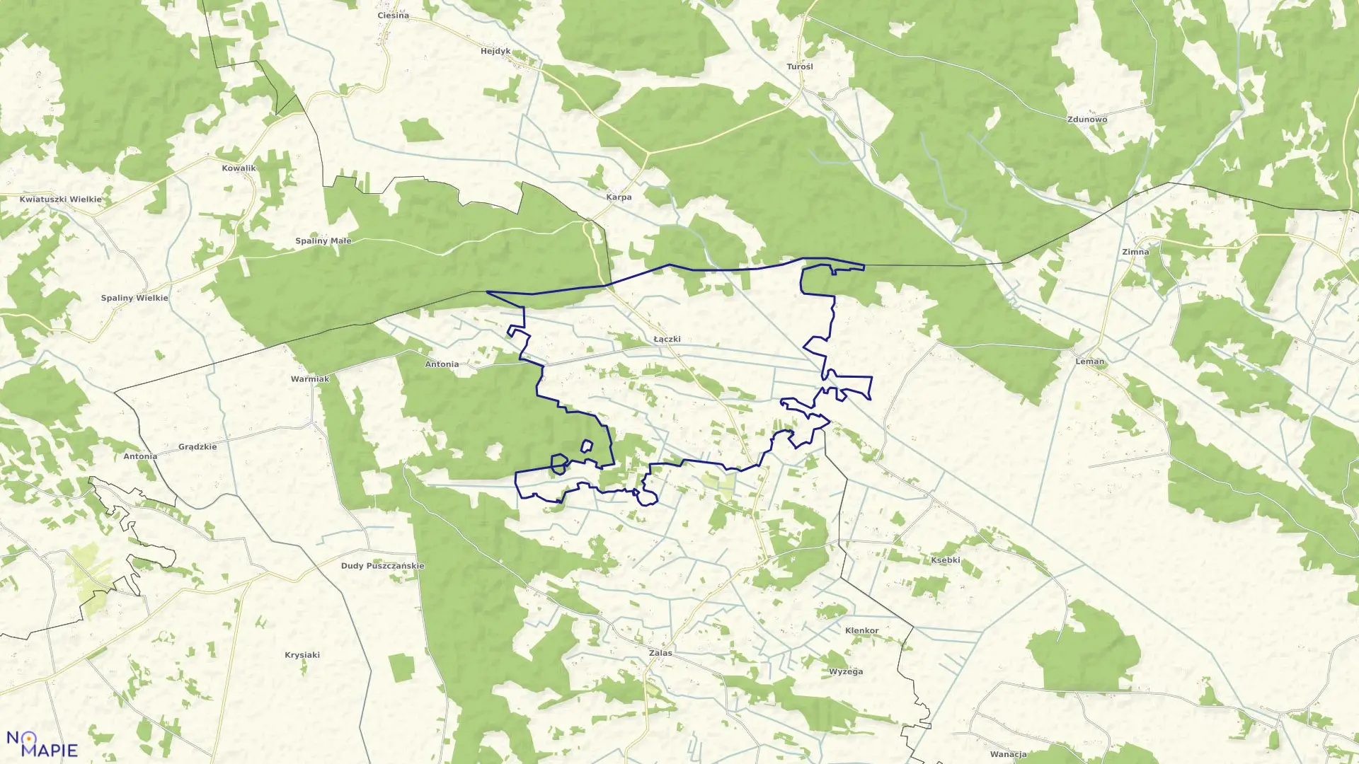 Mapa obrębu ŁĄCZKI w gminie Łyse