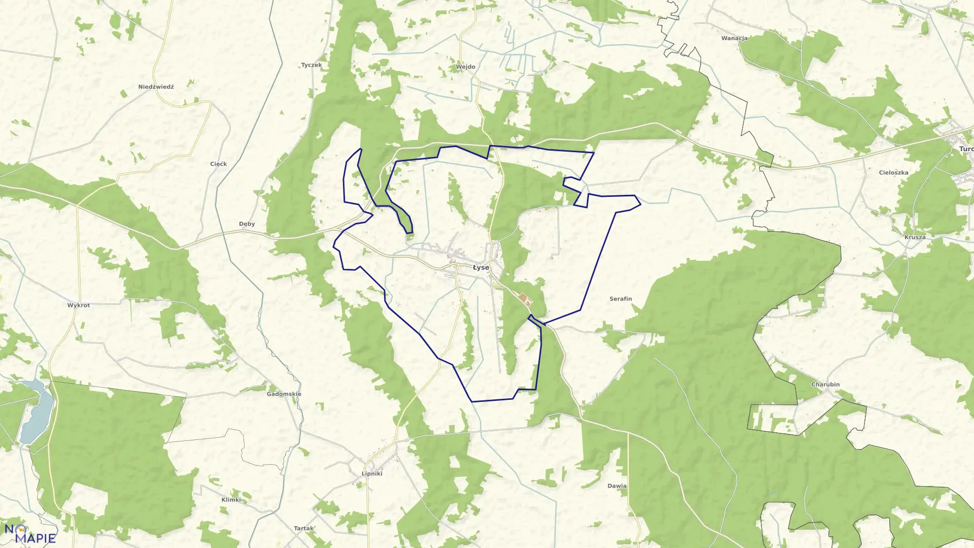 Mapa obrębu ŁYSE w gminie Łyse